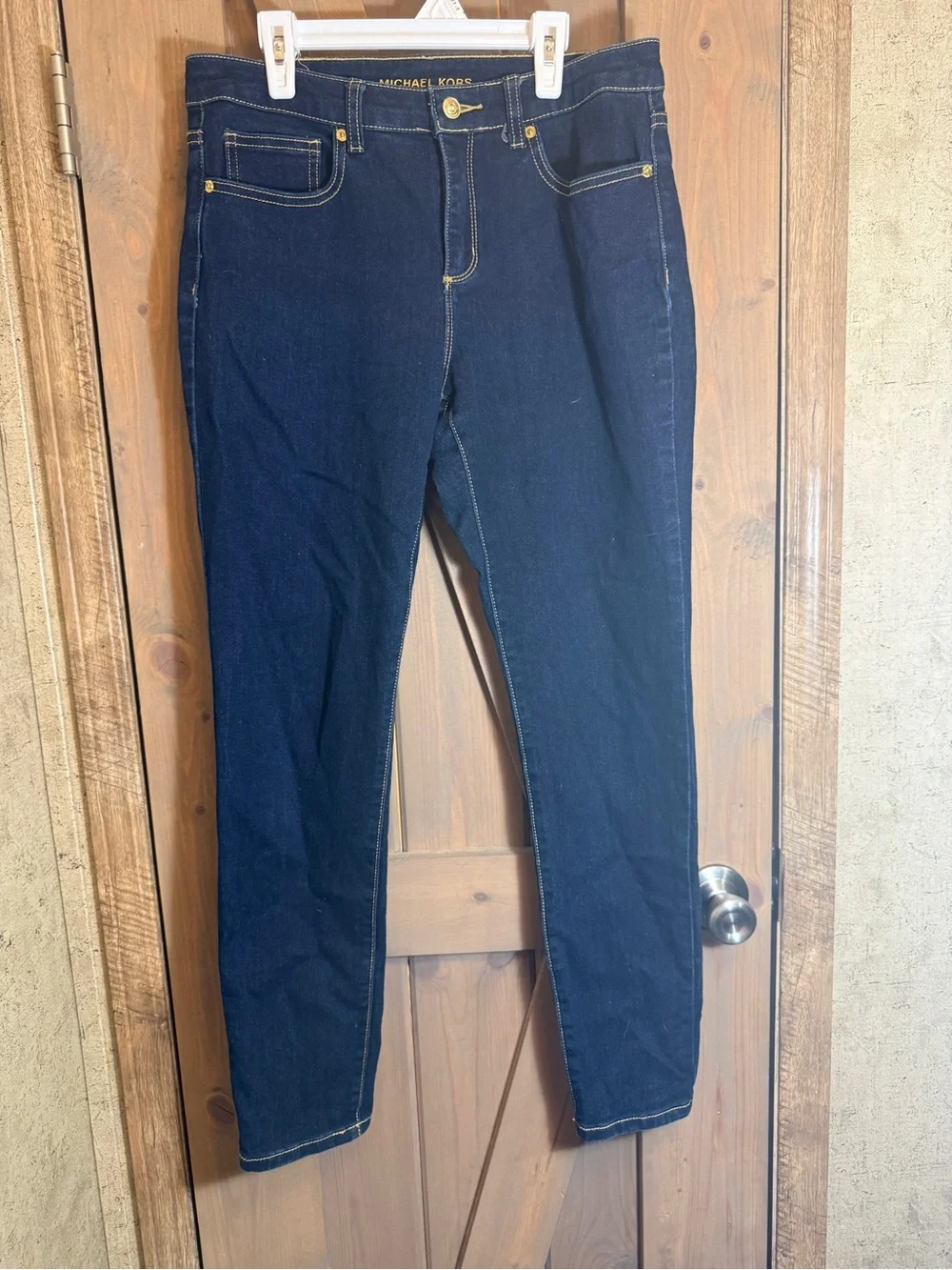 Michael Kors Women's Dark Indigo Skinny Jeans with Gold Hardware